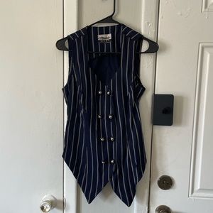 Button Up Stripe Vest Top